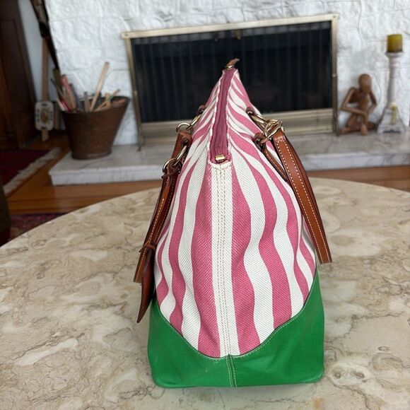 Dooney & Bourke O Ring Tote Bag Pink & White Canvas & Leather - Picture 6 of 17